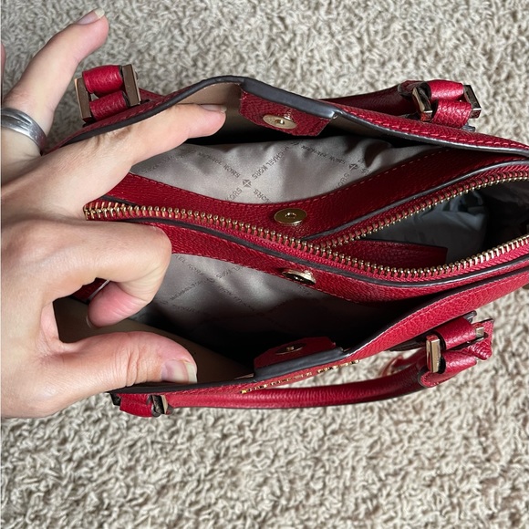 Michael Kors Adele Large Dome Leather Scarlet Satchel - Picture 5 of 14